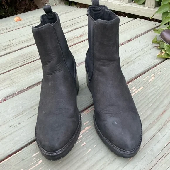 Thursday Boot Co Everyday Knockout Block Heel Boots Women Black Suede Leather